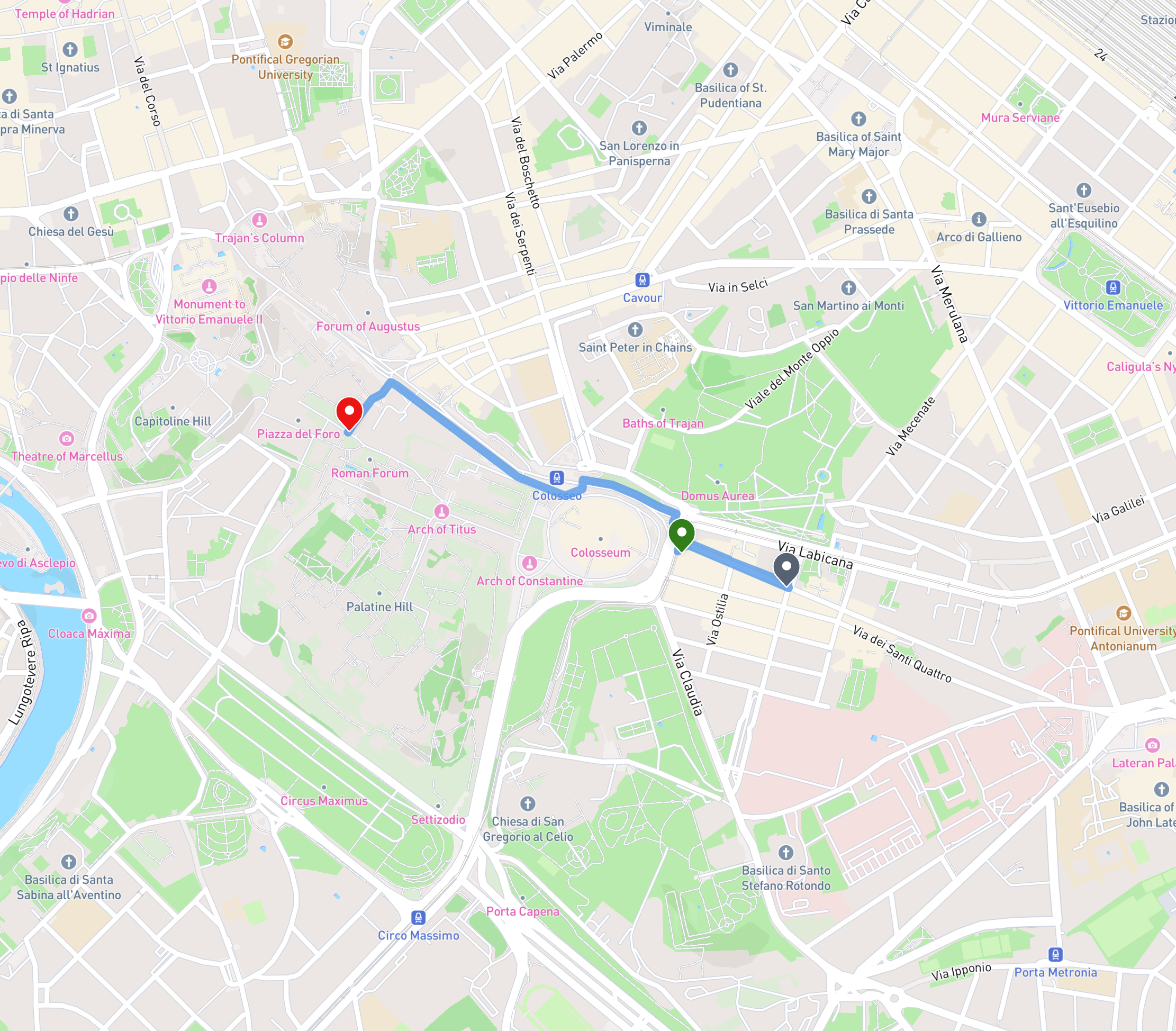 Rome itinerary route map
